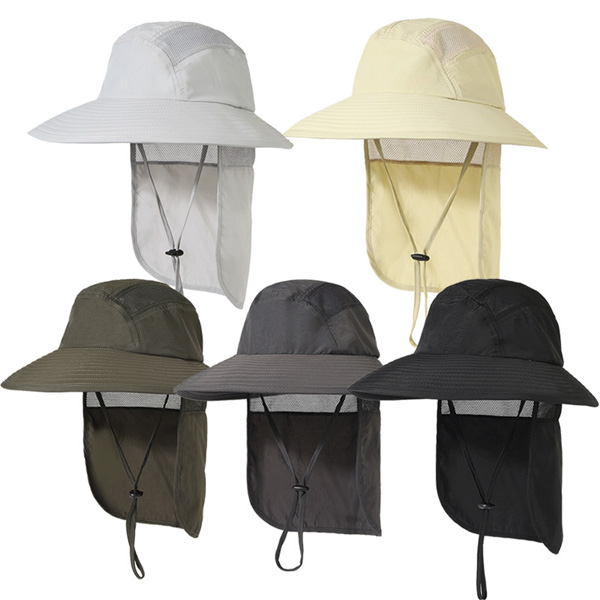 Wide Brim Bucket Fishing Hat W/Neck Flap