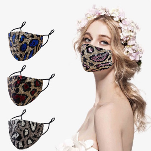 Cotton Leopard Mask Cotton Cloth Dustproof Breathable Washable Sequin Mask