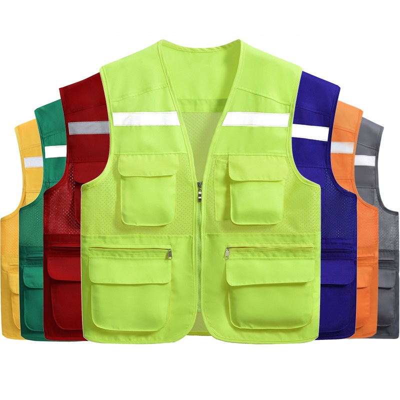 Unisex Reflective Work Vest With Multi-pockets