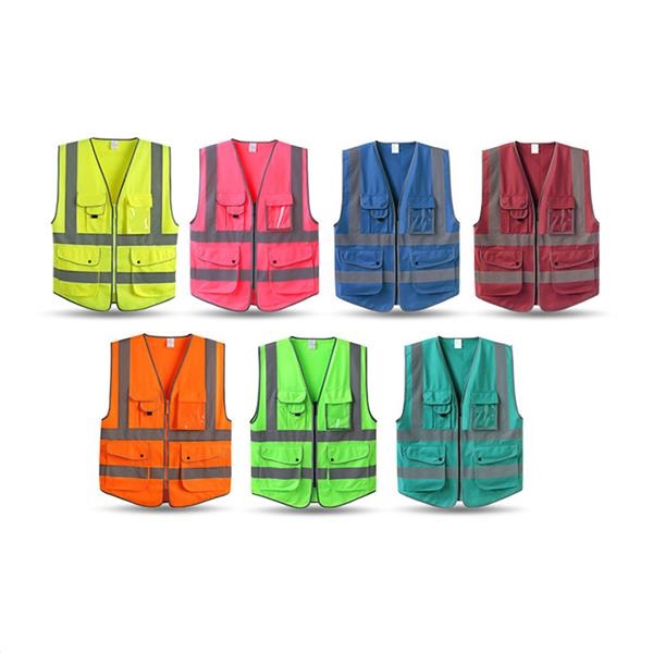 Pockets High Visibility Safety Vest W/ Reflective Strips