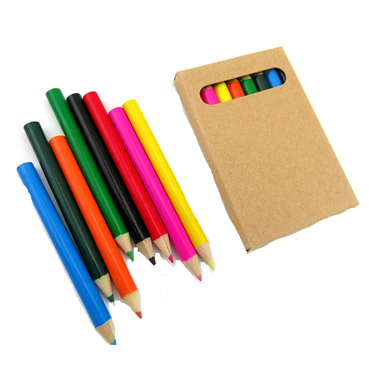 8pcs/pk Round Wooden Pencil Coloring Book Colored Pencil Set