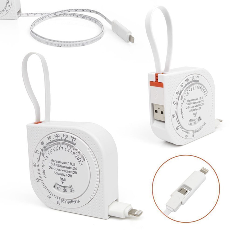 Retractable USB charging cable Tape Measure BMI Calculator
