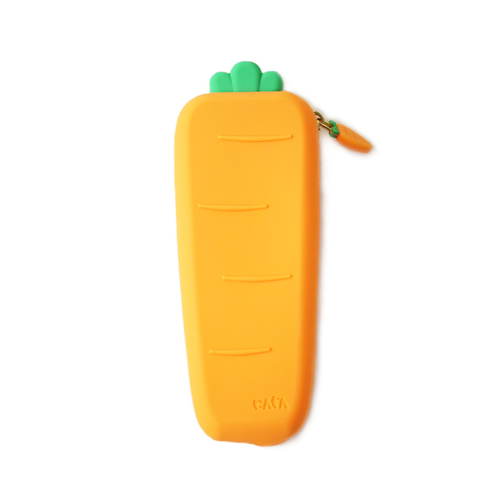 Carrot Shape Silicone Pencil Case Students Waterproof Stationery