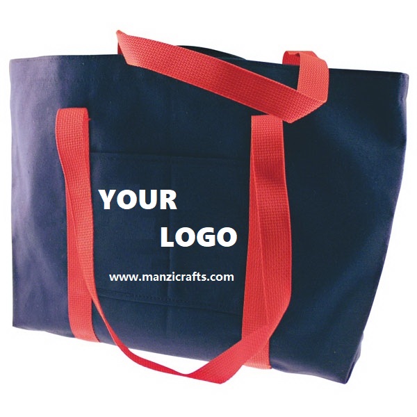 Canvas Tote Bags w/Small Pocket
